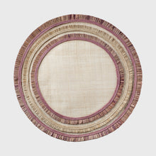 Load image into Gallery viewer, Ruffle edge straw placemats, lilac, set of four