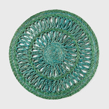 Load image into Gallery viewer, Loopy straw placemats, emerald, set of four