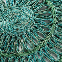 Load image into Gallery viewer, Loopy straw placemats, emerald, set of four