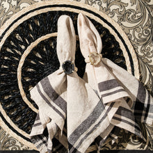 Load image into Gallery viewer, Rustic druzy napkin rings, black, set of four