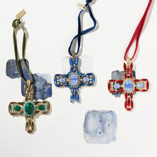 Load image into Gallery viewer, Jeweled cross hanging ornament set