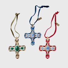 Load image into Gallery viewer, Jeweled cross hanging ornament set