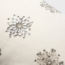 Load image into Gallery viewer, Embroidered snowflake pillow,  cream cotton velvet