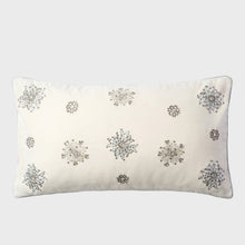 Load image into Gallery viewer, Embroidered snowflake pillow,  cream cotton velvet