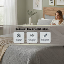 Load image into Gallery viewer, DaDa Bedding Floral Vintage Stone Wash Grey Matelassé Ash Silver Diamond Pattern Quilted Bedspread Set (JHW855)