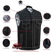Load image into Gallery viewer, Men's Black Mesh Textile Vest with White Paisley Liner