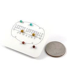 Load image into Gallery viewer, Teal &amp; Terracotta Coral Tiny Stud Earrings Set