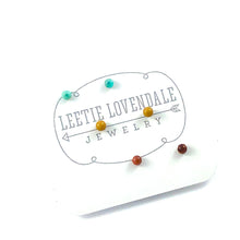Load image into Gallery viewer, Teal &amp; Terracotta Coral Tiny Stud Earrings Set