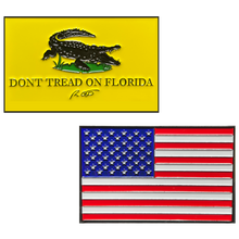 Load image into Gallery viewer, GL1-003 Florida Governor Ron DeSantis inspired Don't Tread on Florida 2nd Amendment Flag Challenge Coin