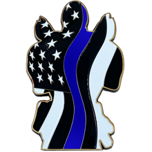 Load image into Gallery viewer, DL7-12 for Deadpool inspired thin blue line American Flag Police Challenge Coin