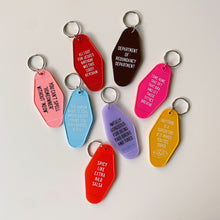 Load image into Gallery viewer, Department of Redundancy Department Motel Style Keychain in Black