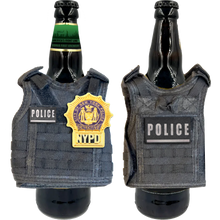 Load image into Gallery viewer, NYPD New York City Police Detective Tactical Beverage Bottle Can Cooler Vest with removable patches perfect gift for Challenge Coin collectors