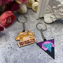 Load image into Gallery viewer, Devour the Patriarchy🩸 🐅 Feminist Enamel Keychain