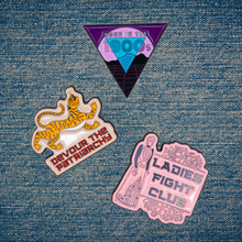 Load image into Gallery viewer, Devour the Patriarchy Feminist Tiger Enamel Pin, Lapel Pin