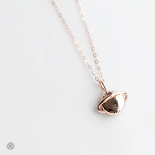 Load image into Gallery viewer, Earth Moon Design Doublet Opal &amp; Diamond Pendant Necklace 14K Rose Gold
