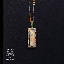 Load image into Gallery viewer, Baguette Diamond Invisible Setting Australian Opal &amp; Tsavorite Necklace 18k Yellow Gold