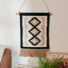 Load image into Gallery viewer, Diamond Western Cotton Wall Hanging with Jute Tassels | Rustic Boho Western Wall Décor | 10" x 12"