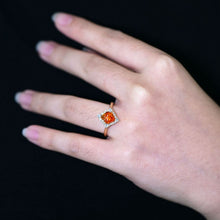 Load image into Gallery viewer, Diamond Shaped Fire Opal Diamond Engagement Ring 18K Yellow Gold