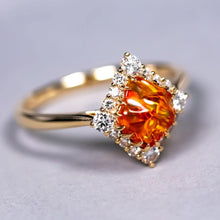 Load image into Gallery viewer, Diamond Shaped Fire Opal Diamond Engagement Ring 18K Yellow Gold