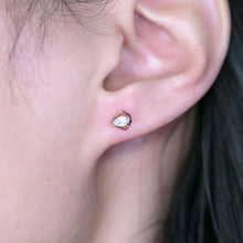 Load image into Gallery viewer, Geometric Diamond Shaped Australian Opal Stud Earrings 14k Yellow Gold