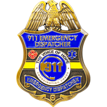 Load image into Gallery viewer, GL8-001 911 Emergency Dispatcher Fire Police EMT thin gold line Challenge Coin
