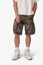 Load image into Gallery viewer, Distressed Cargo Shorts - Camo