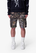 Load image into Gallery viewer, Distressed Cargo Shorts - Forest Camo