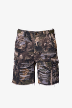 Load image into Gallery viewer, Distressed Cargo Shorts - Forest Camo