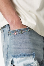 Load image into Gallery viewer, Distressed Spider Denim Shorts - Light Blue