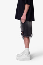 Load image into Gallery viewer, Distressed Spider Denim Shorts - Washed Black