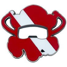 Load image into Gallery viewer, BL14-002 SCUBA Diver Bottle Opener Challenge Coin Dive Flag