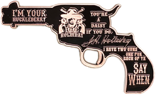 Load image into Gallery viewer, EE-013 Doc Holliday I'm Your Huckleberry ivory style grip nickel plated Model 1877 Colt Lightning Thunderer Challenge Coin