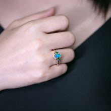 Load image into Gallery viewer, Australian Doublet Opal Diamond Tsavorite Engagement Ring 14K Yellow Gold