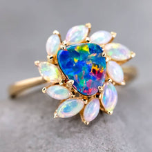 Load image into Gallery viewer, Australian Doublet Opal &amp; White Opal Engagement Ring 18K Yellow Gold