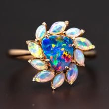 Load image into Gallery viewer, Australian Doublet Opal &amp; White Opal Engagement Ring 18K Yellow Gold
