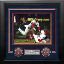 Load image into Gallery viewer, Dustin Pedroia 2013 World Series Action Boston Red Sox Autographed 8" x 10" Framed Baseball Photo
