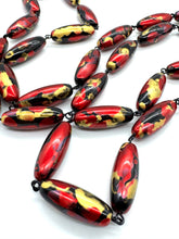 Load image into Gallery viewer, Cherry Red &amp; Gold Oval Painter Opera Necklace