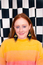Load image into Gallery viewer, Beaded Bee Fringe Statement Earrings