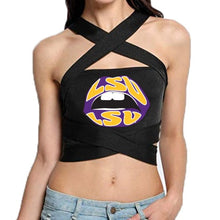 Load image into Gallery viewer, LSU Lips Black Multi Way Bandeau Top