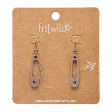 Load image into Gallery viewer, Safety Pin Drop Earrings - Silver