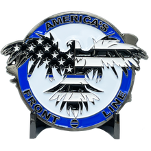 Load image into Gallery viewer, BL5-015 Thin Blue Line Flag and Eagle Police Challenge Coin NYPD CHP LAPD Chicago NOPD Police Officer CBP