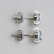 Load image into Gallery viewer, Earth Moon Design Australian Doublet Opal &amp; Diamond Stud Earrings 18K White Gold