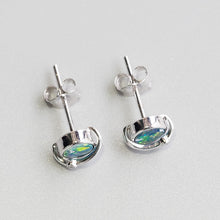 Load image into Gallery viewer, Earth Moon Design Australian Doublet Opal &amp; Diamond Stud Earrings 18K White Gold