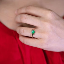 Load image into Gallery viewer, Earth and Moon Design Doublet Opal &amp; Diamond Ring 18K Yellow Gold