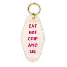 Load image into Gallery viewer, Eat Hot Chip and Lie Motel Style Keychain in White