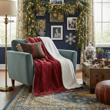 Load image into Gallery viewer, Tache Solid Embossed Merlot Red Reversible Sherpa Throw Blanket (62087)