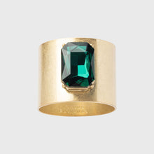 Load image into Gallery viewer, Single gem napkin rings, emerald, set of two