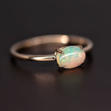 Load image into Gallery viewer, 14K Yellow Gold Engagement Ring featuring an Oval Ethiopian Opal