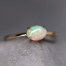 Load image into Gallery viewer, 14K Yellow Gold Engagement Ring featuring an Oval Ethiopian Opal