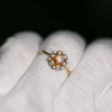 Load image into Gallery viewer, 18K Yellow Gold Engagement Ring with Opal, Pearls, Diamonds